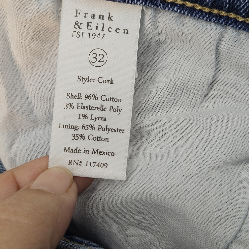 Frank & Eileen Cork Jeans Women 32 Slim Straight Raw Hem Medium Wash Denim - Picture 11 of 16